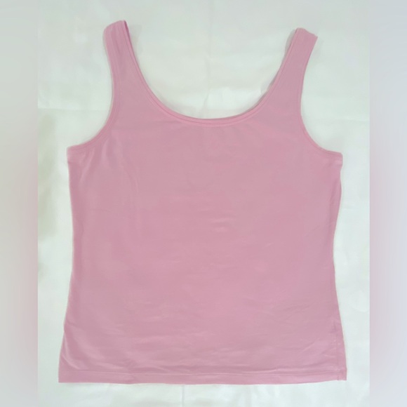 Talbots Petite Med Pink Cotton Stretch Scoopneck Tank Top Tee - Picture 1 of 7